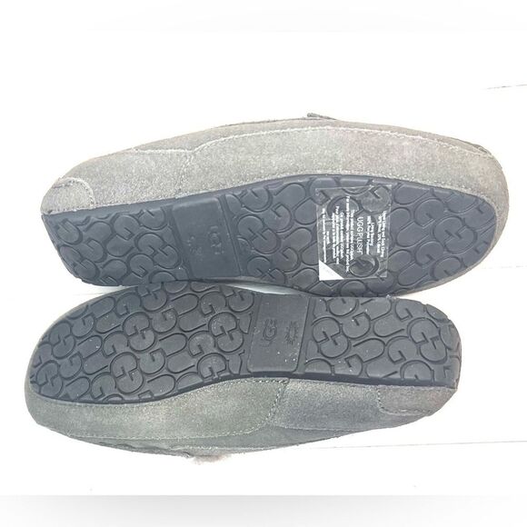 UGG Grey Suede Loafers Leather Cozy Slippers Inside Outside Unisex Sz 4 Eu 36 - Picture 4 of 9